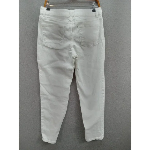 Talbots Women's White Straight Leg Denim Jeans Size 8 Cotton Stretch Mid Rise - Picture 4 of 9